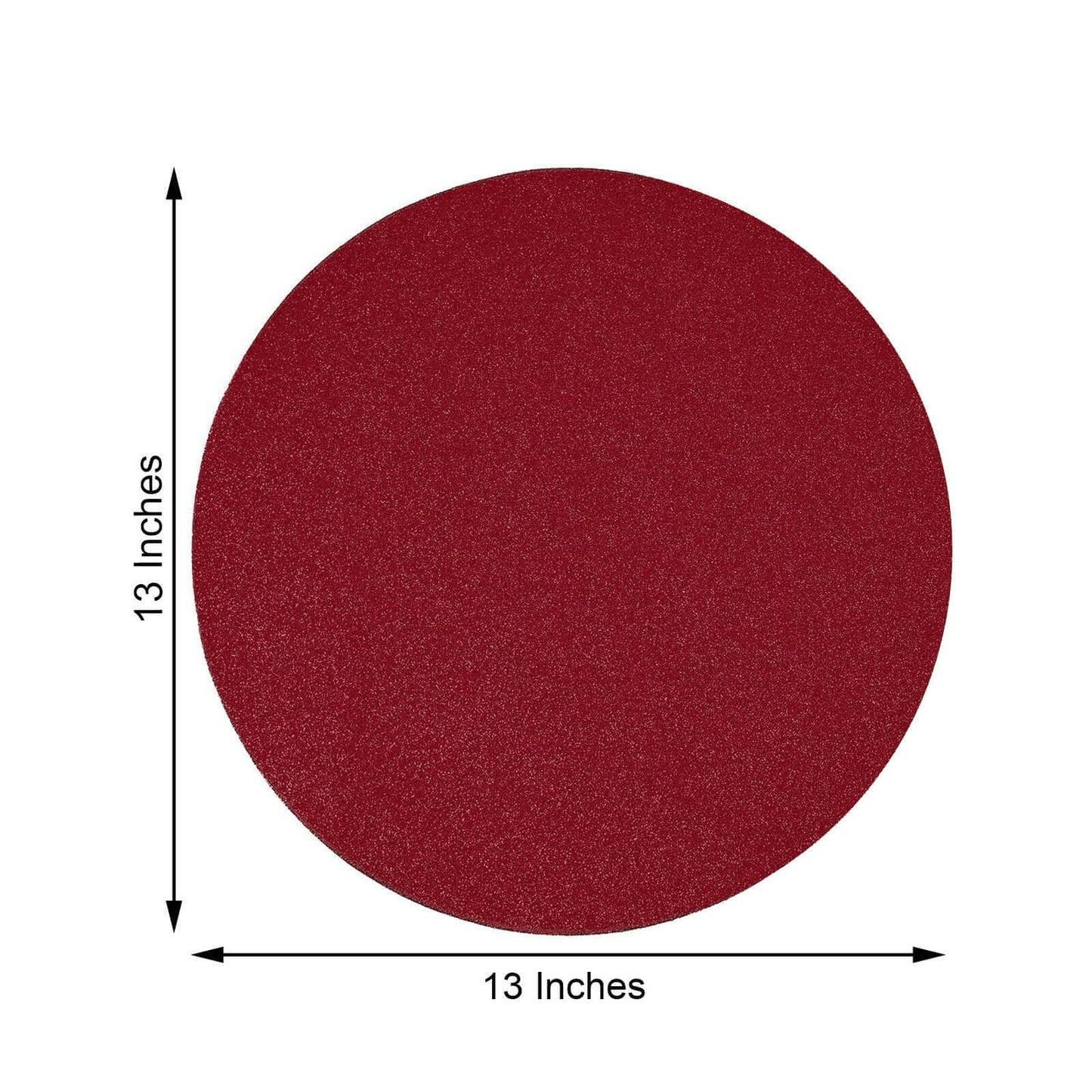 6-Pack Placemats Glitter Design Burgundy Sparkle Round - Non-Slip Decorative Dining Table Mats 13"
