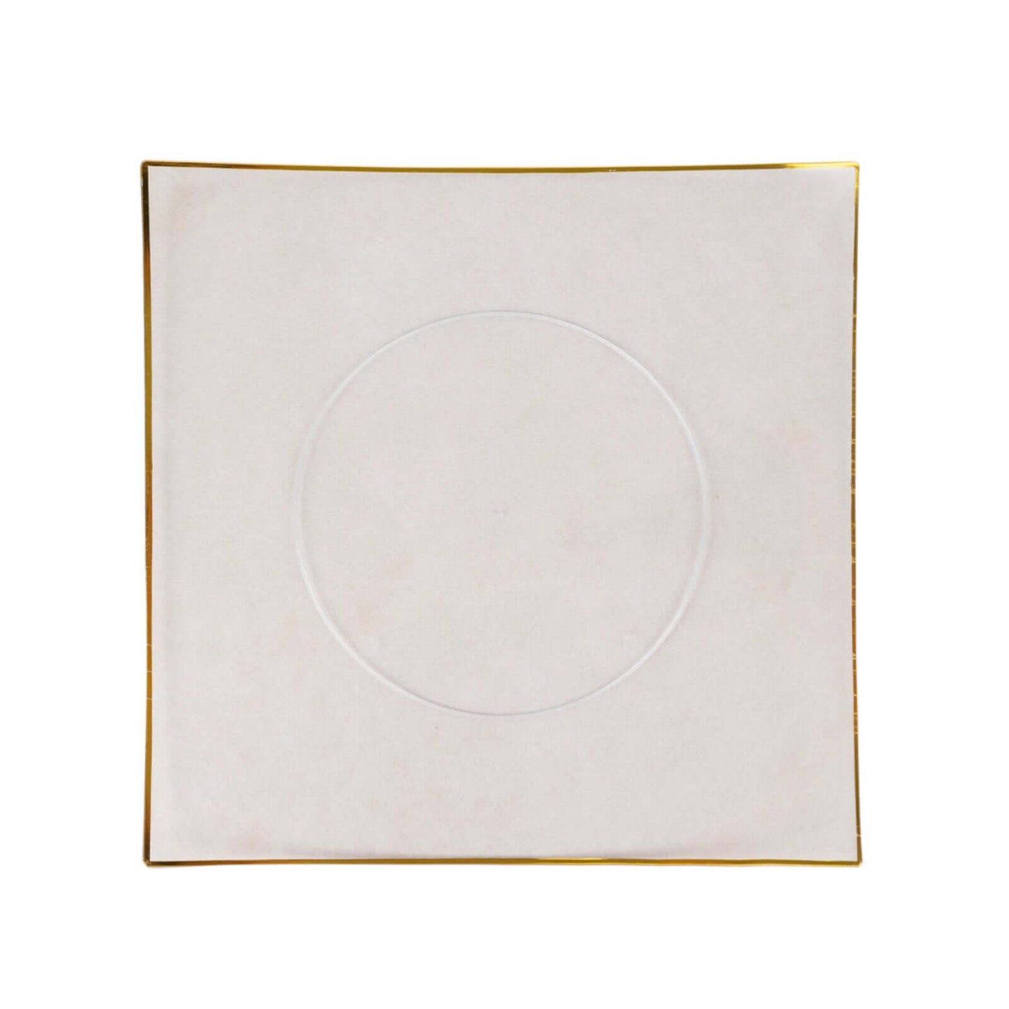 10-Pack Plastic 10" Square Dinner Plates in Clear Concave Style with Gold Rim - Modern Disposable Party Plates