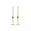 2-Pack Gold Metal Taper Candlestick Holders, Clear Glass Hurricane Candle Stands With Chimney Candle Shades 16"