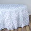 Satin 132" Round Tablecloth White - Grandiose 3D Rosette Design with Seamless Finish for Chic Occasions