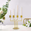 2-Pack Geometric Taper Candelabra 4 Arm Design Gold Metal Decorative Centerpiece - Perfect for Events 8"