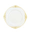 10-Pack Plastic 8" Round Dessert Plates in White with Gold Leaf Embossed Rim - Disposable Vintage Baroque Style Salad Plates for Luxurious Gatherings & Events