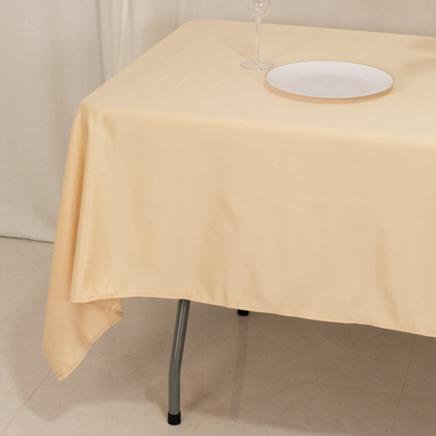 Lamour Satin 60"x102" Rectangle Tablecloth Beige - Durable & Silky Soft Feel Table Cover