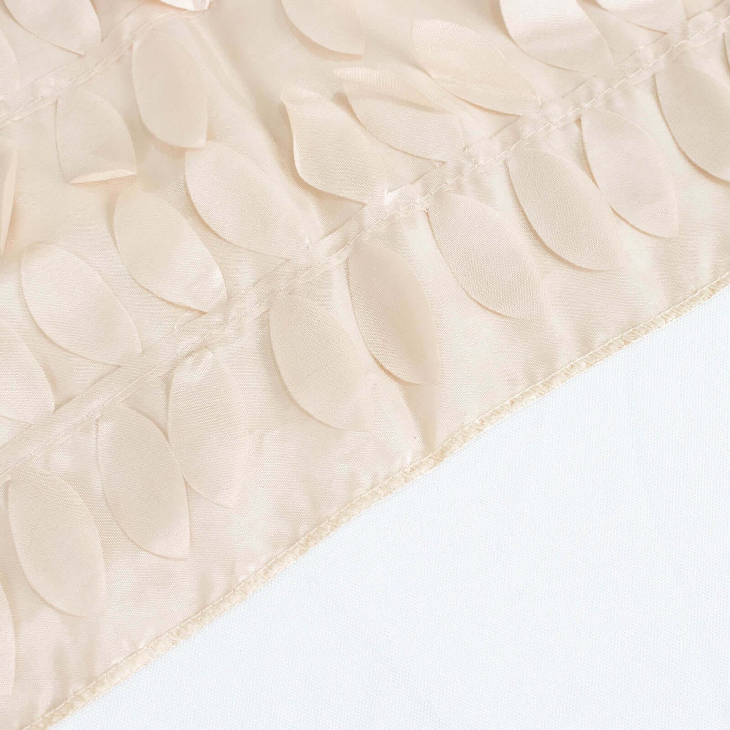 Taffeta 72"x72" Table Overlay Square Tablecloth Beige - 3D Leaf Petal Table Cover