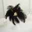 Table Lamp Ostrich Feather Design Black LED Battery Operated - Cordless Wedding Centerpiece 15"