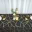 Polyester 60"x102" Rectangle Tablecloth Black with Gold Foil Geometric Pattern - Wrinkle-Resistant & Durable Table Cover