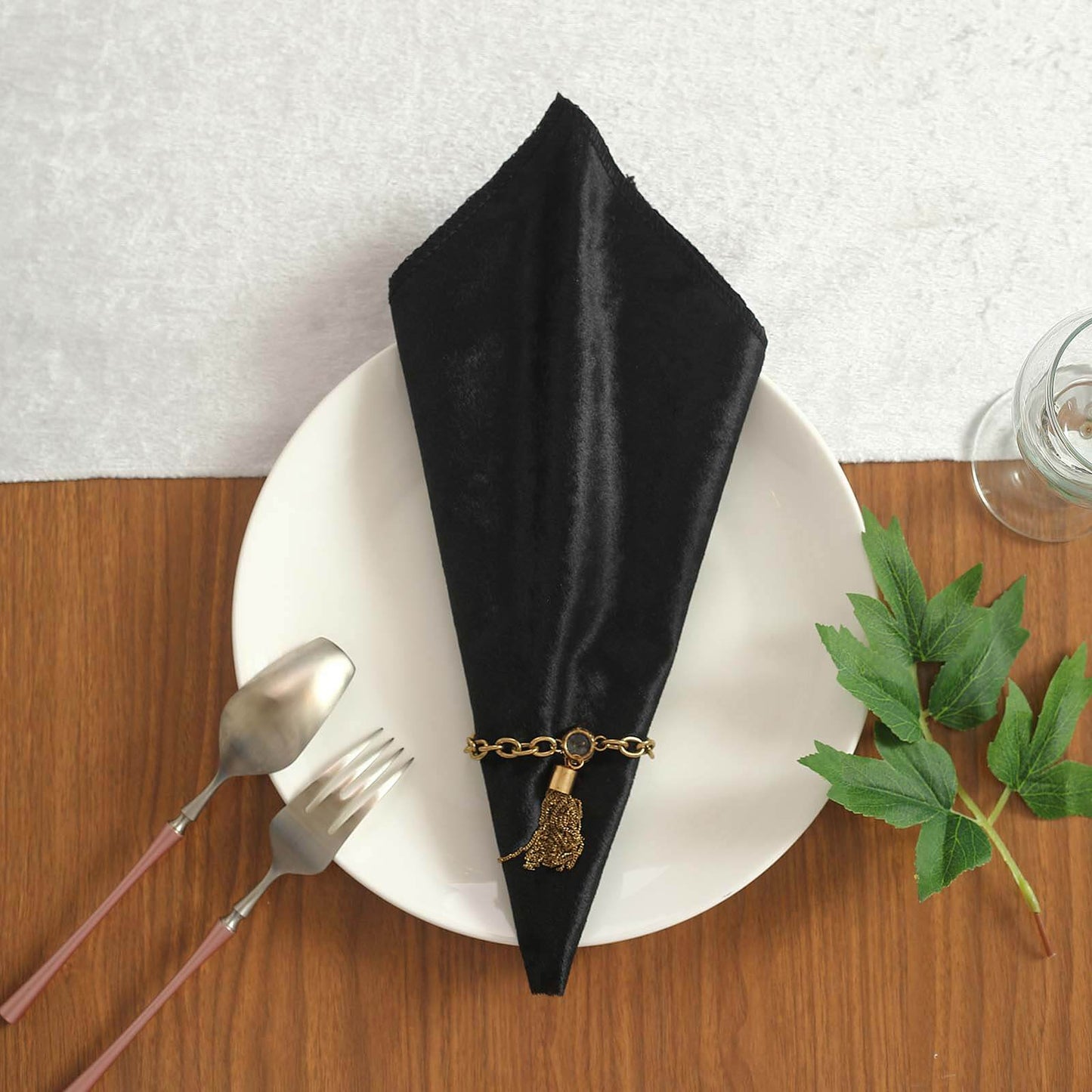 5 Pack Premium Velvet 20"x20" Napkins Black - Soft Sheen Finish Cloth Napkins for Upscale Gatherings