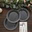 10-Pack Black Plastic Dessert Plates â€“ 8" Round with Silver Beaded Rim, Disposable for Parties & Events