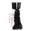 5 Pack Chiffon Satin Chair Sashes Black - Easy to Install Lustrous Ruffled Curly Willow Wedding Chair Decorations