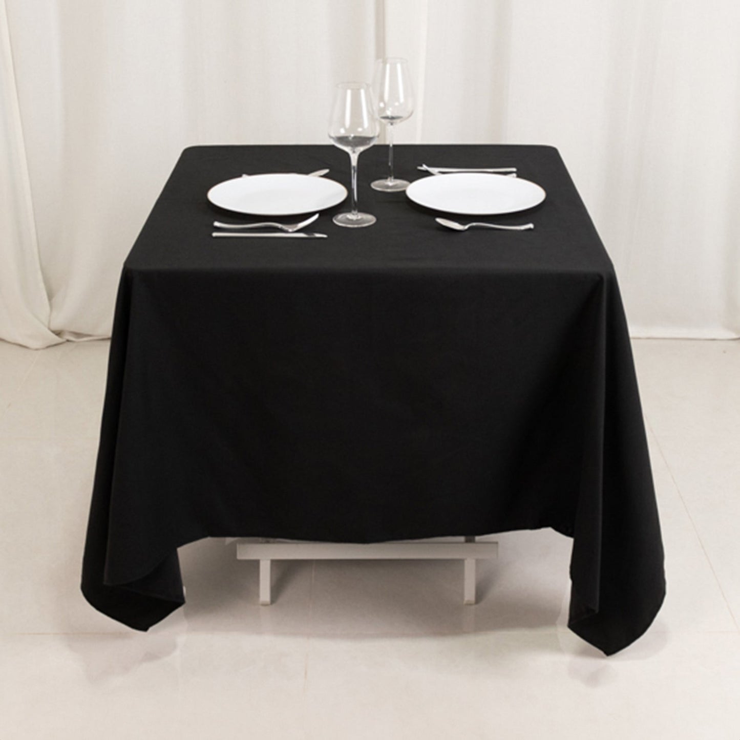 Cotton Blend 70"x70" Square Tablecloth Black - Wrinkle-Resistant Fabric Table Cover