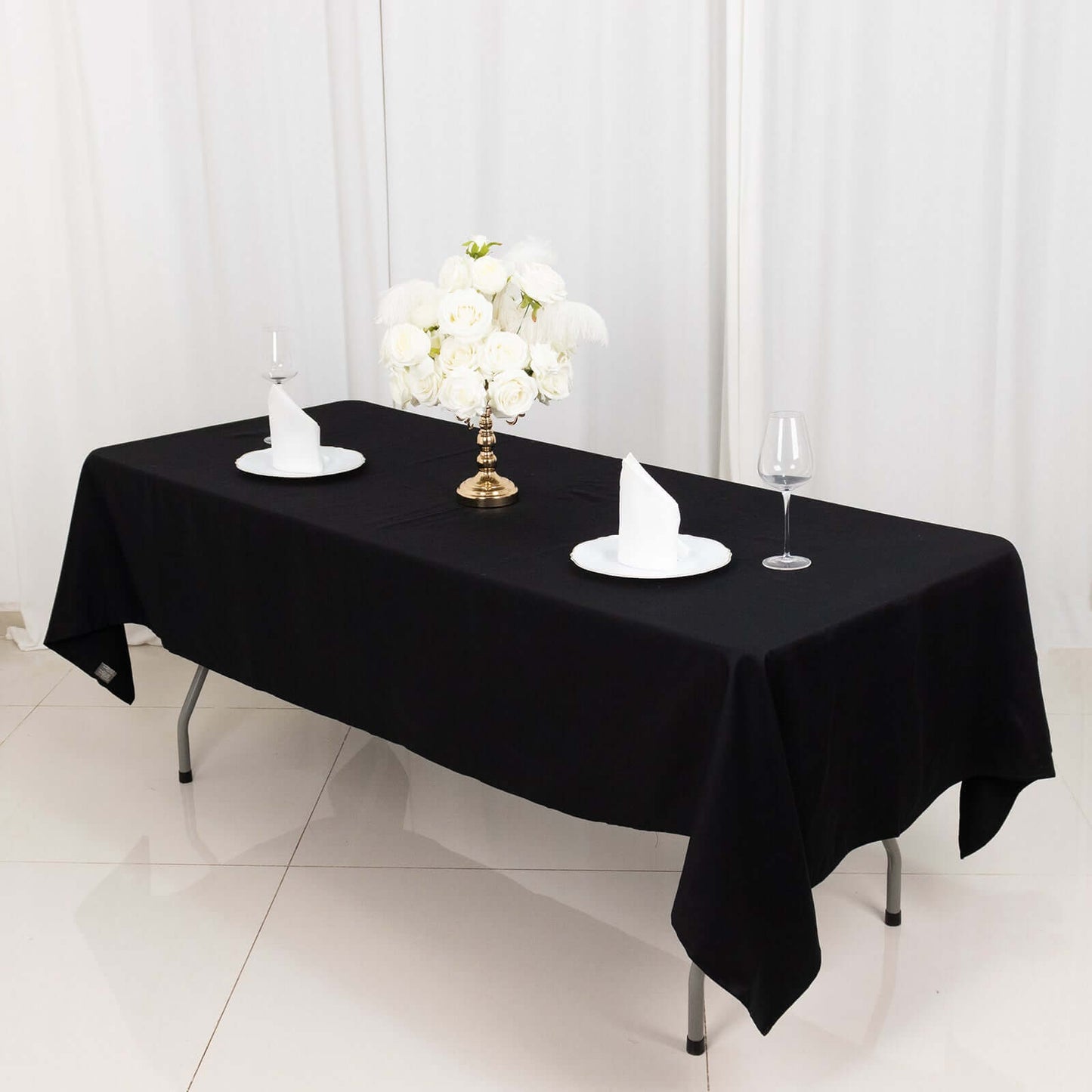 100% Cotton 60"x102" Rectangle Tablecloth Black Linen - Soft & Breathable Table Cover