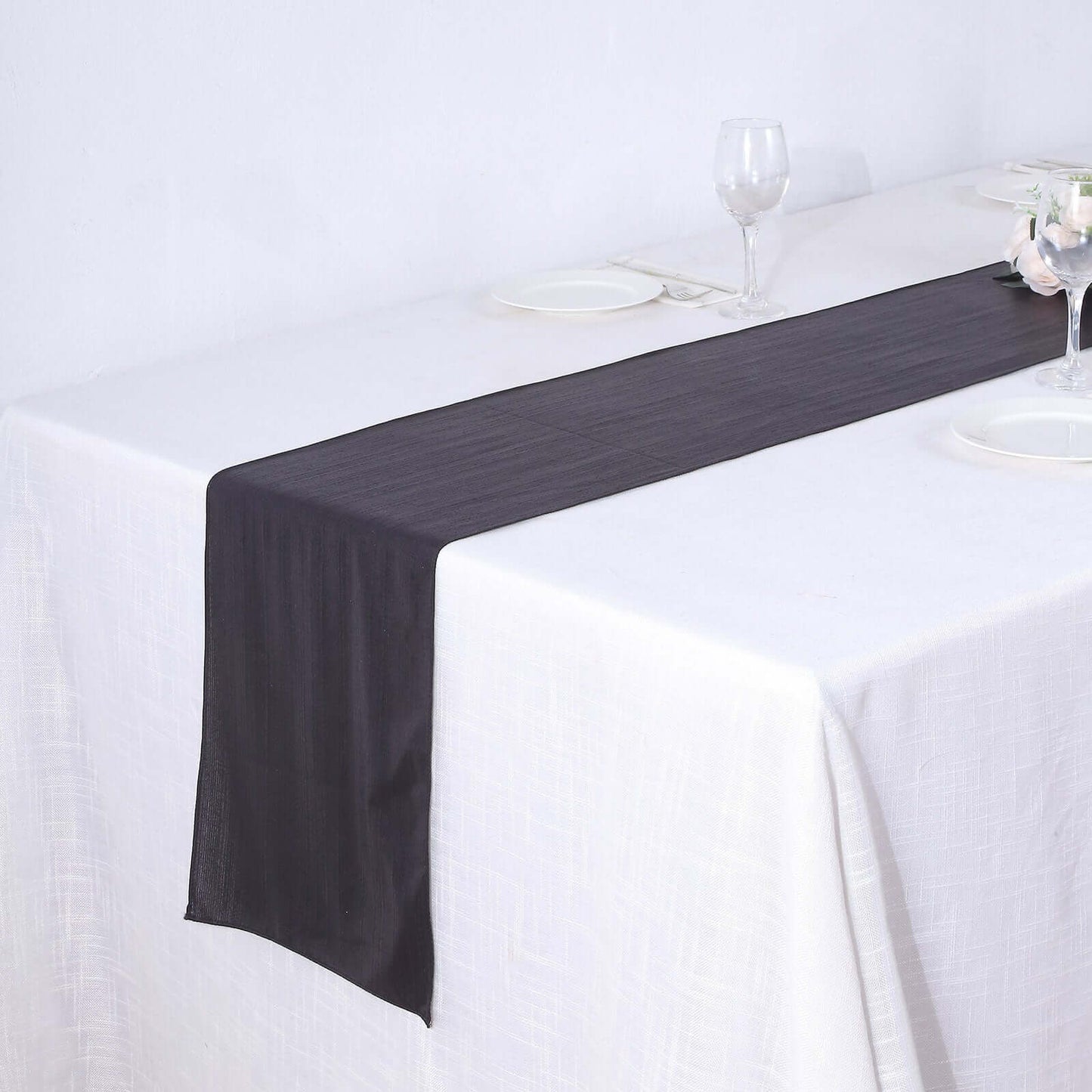 Polyester 12"x108" Table Runner Black Shimmer Sequin Dots - Wrinkle-Free Finish Table Linen