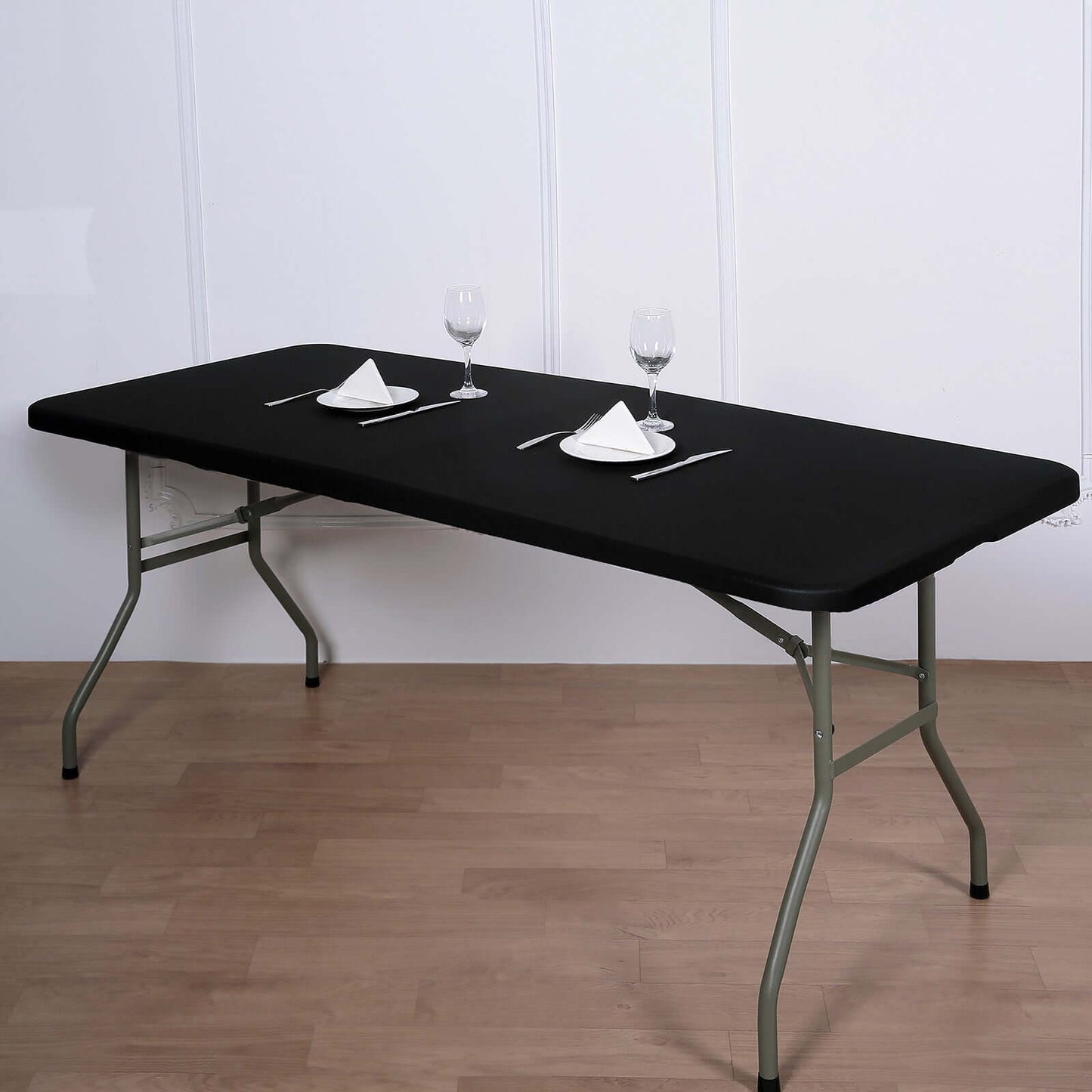 Spandex Rectangle 96"x30" Tablecloth Top Cover Black - Stretchy, Wrinkle Free & Fitted Table Topper