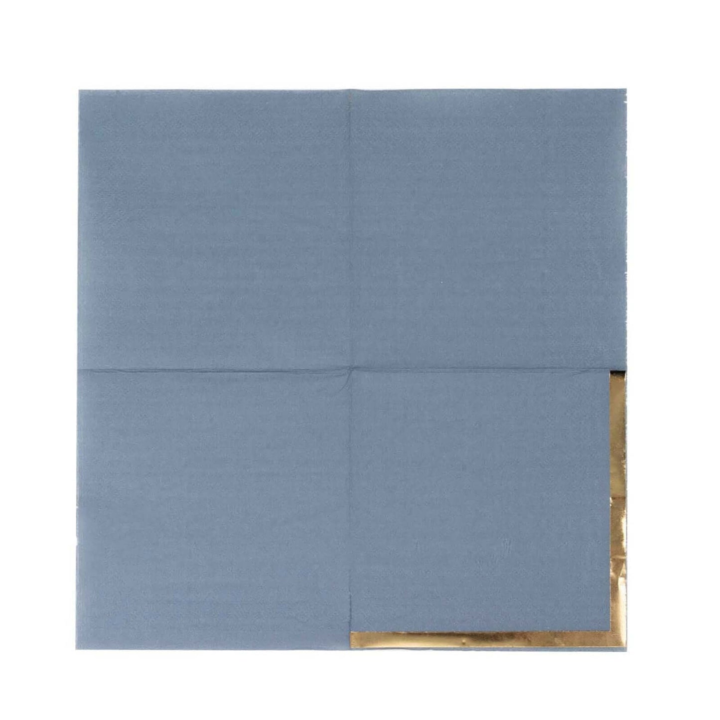 50-Pack Paper Beverage Napkins Dusty Blue with Gold Foil Edge - 2 Ply Disposable Soft 18GSM Cocktail Napkins 5"x5"