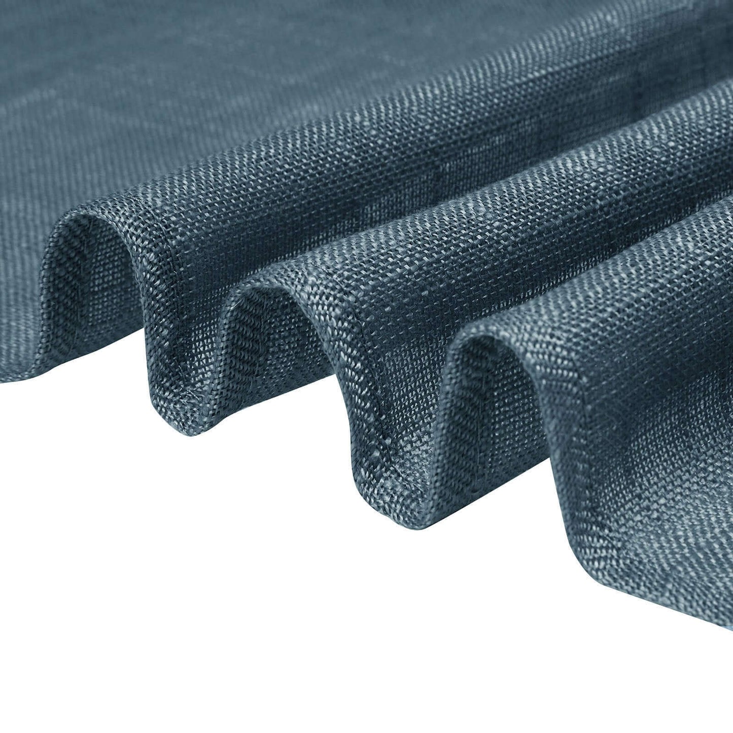 Faux Linen 120" Round Tablecloth Blue - Slubby Texture Wrinkle-Resistant Seamless Table Cover