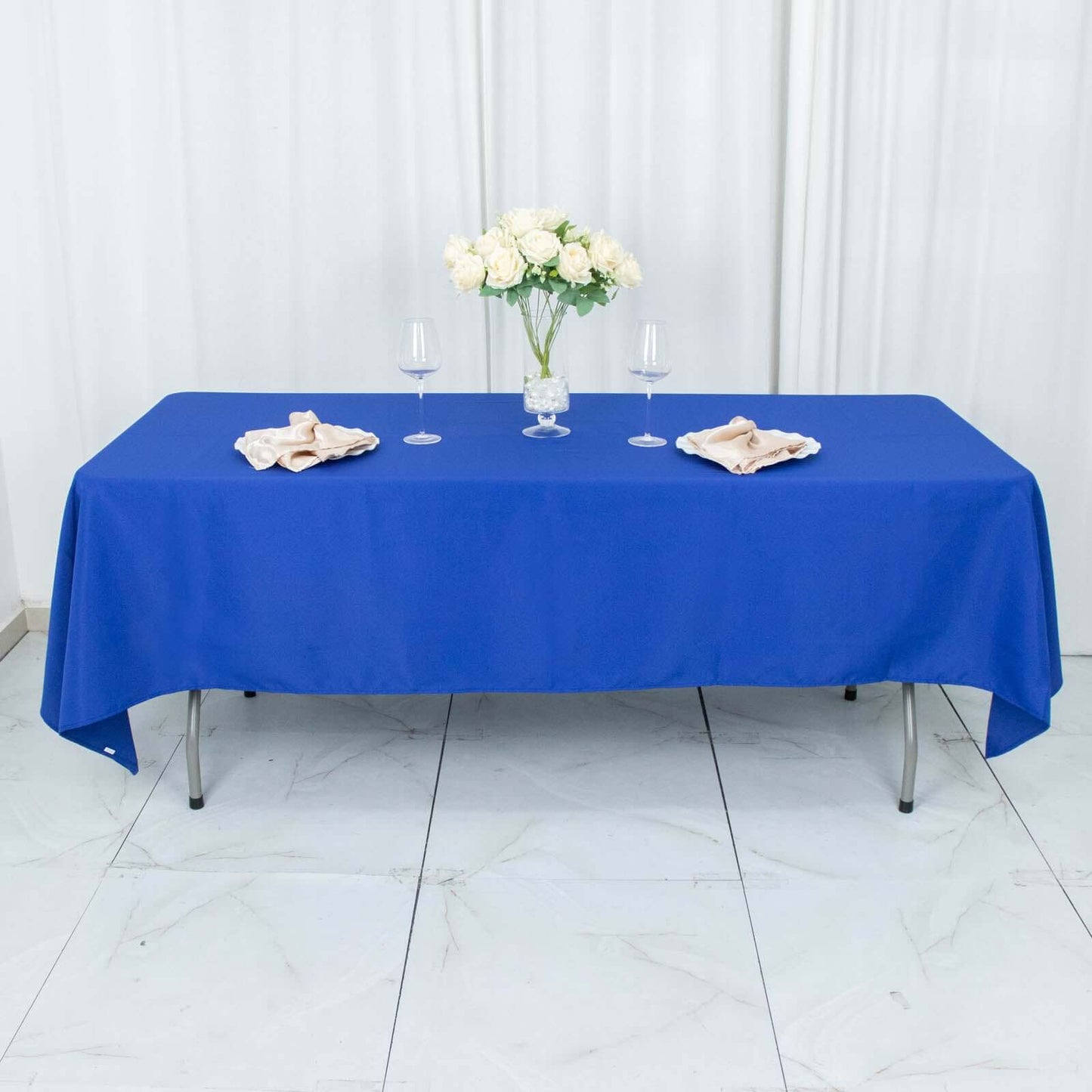 Premium Polyester 60"x102" Rectangle Tablecloth Royal Blue - Durable 220GSM Wrinkle-Resistant Table Cover
