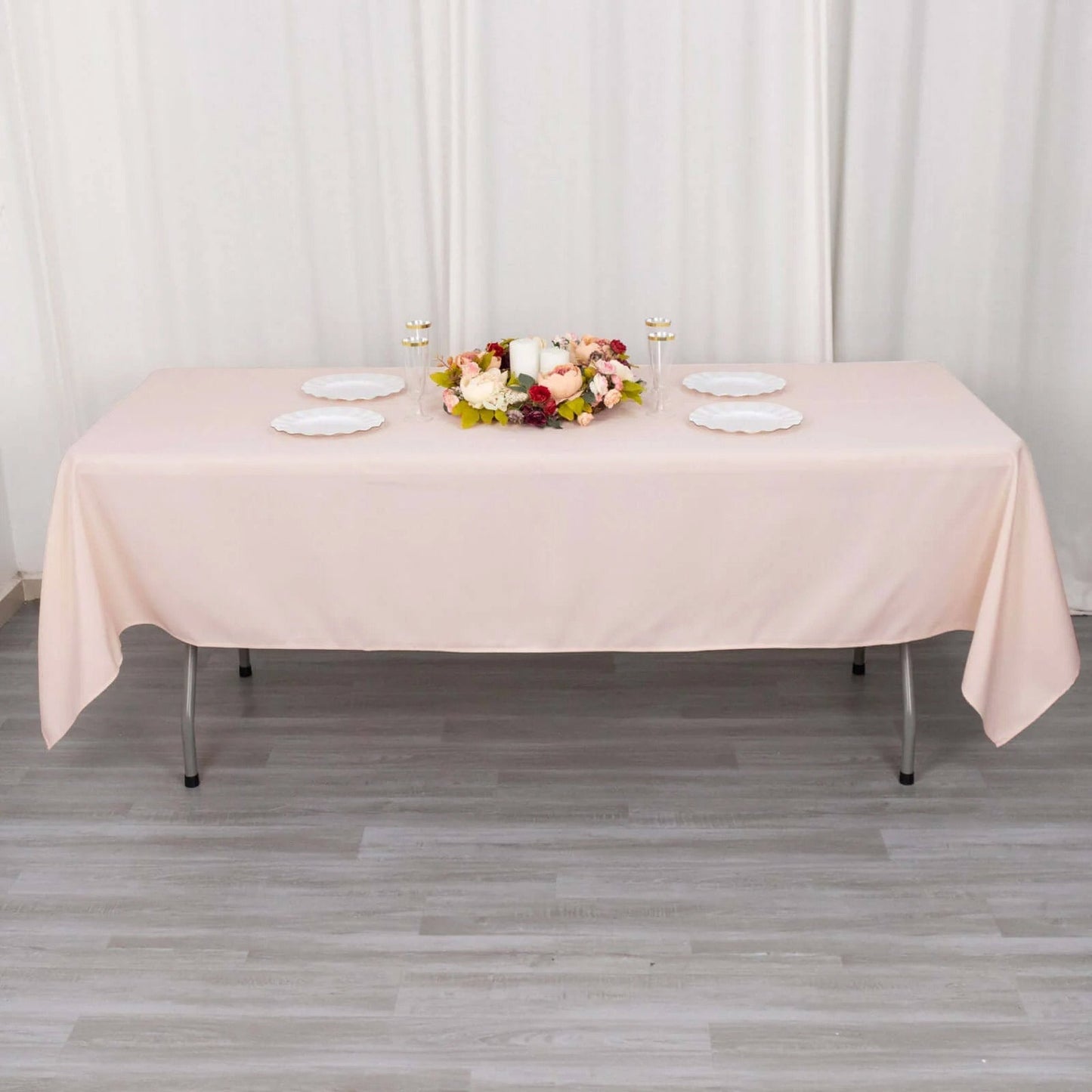 Premium Polyester 60"x102" Rectangle Tablecloth Blush - Durable 220GSM Wrinkle-Resistant Table Cover