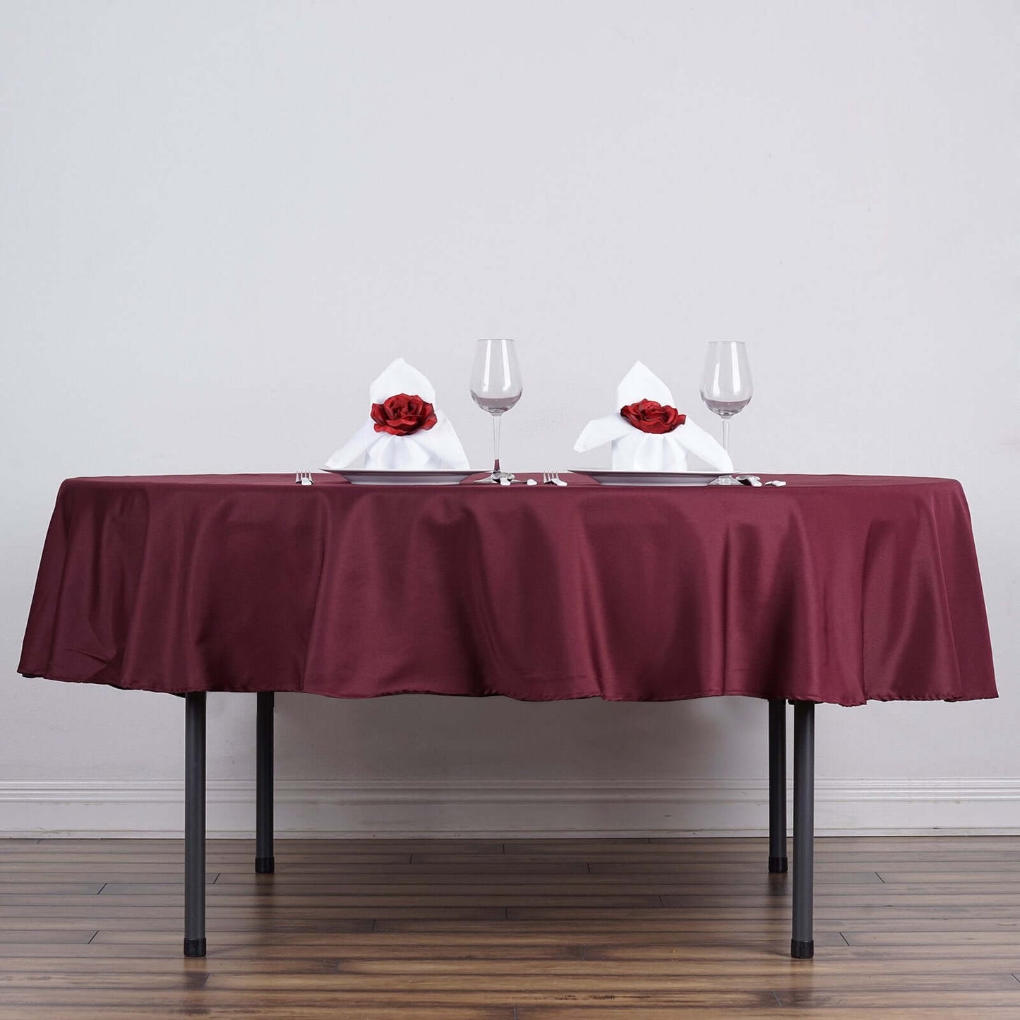 Polyester 70" Round Tablecloth Burgundy - Durable & Wrinkle-Resistant Table Cover