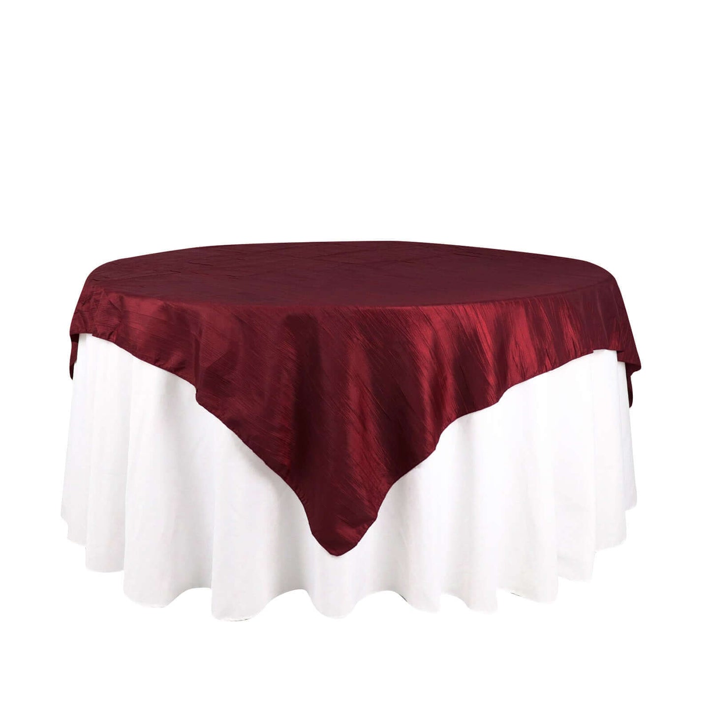 Taffeta 72"x72" Table Overlay Square Tablecloth Burgundy - Accordion Crinkle Table Cover