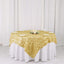 Satin 72"x72" Table Overlay Square Tablecloth Champagne - 3D Rosette Table Cover