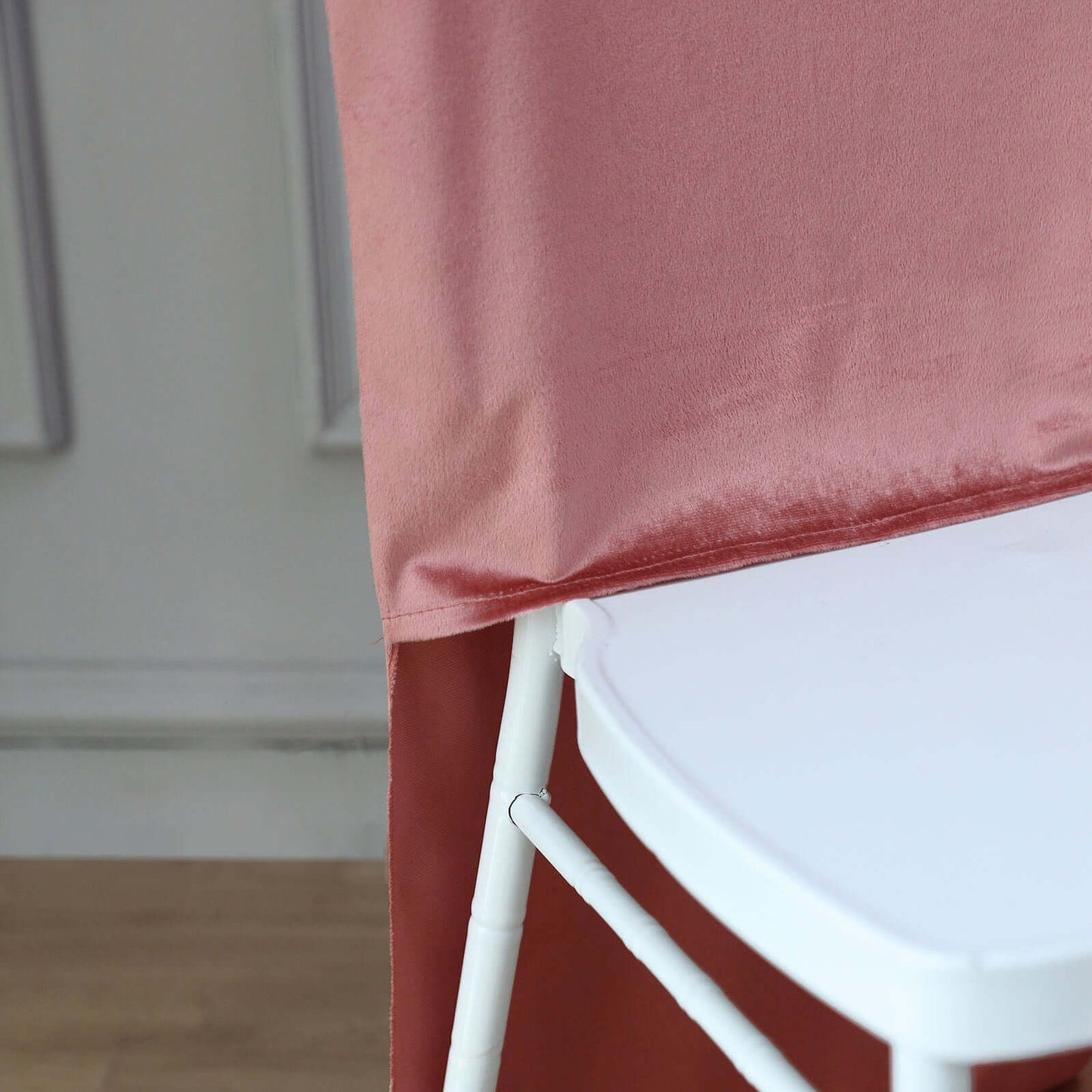 Velvet Chair Back Slipcover for Chiavari Chairs Dusty Rose - Soft and Smooth Solid Chair Back Cover Cap