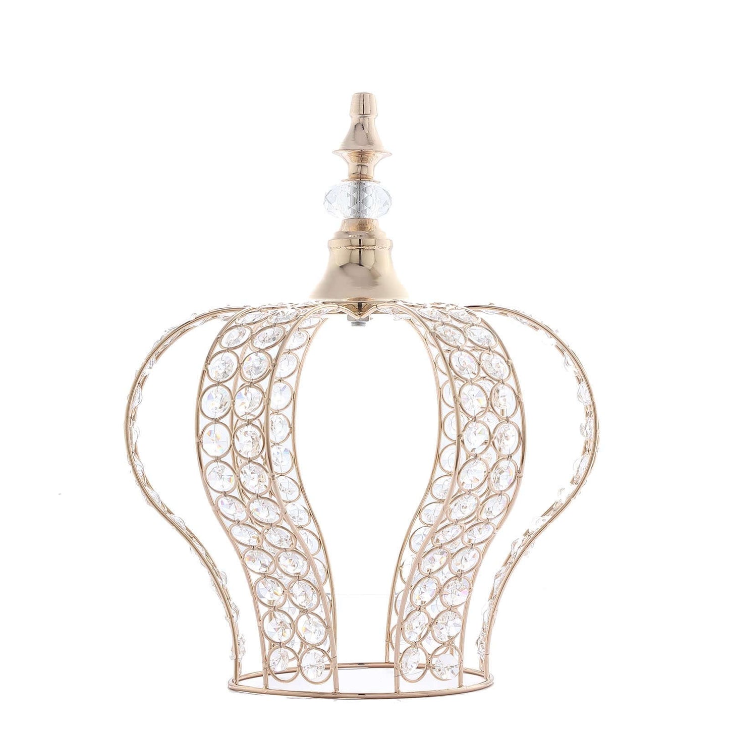 Crystal-Bead Royal Crown Cake Topper Metallic Gold - Dazzling Cake Centerpiece Decor for Luxurious Birthdays Receptions & Romantic Celebrations 14"