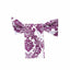 5 Pack Taffeta Damask Chair Sashes White with Eggplant Flocking Design 6"x108"