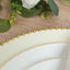 10-Pack Economy Round Plastic Charger Plates 13" in Ivory with Gold Beaded Rim, Stylish Dinner Party Serving Plates