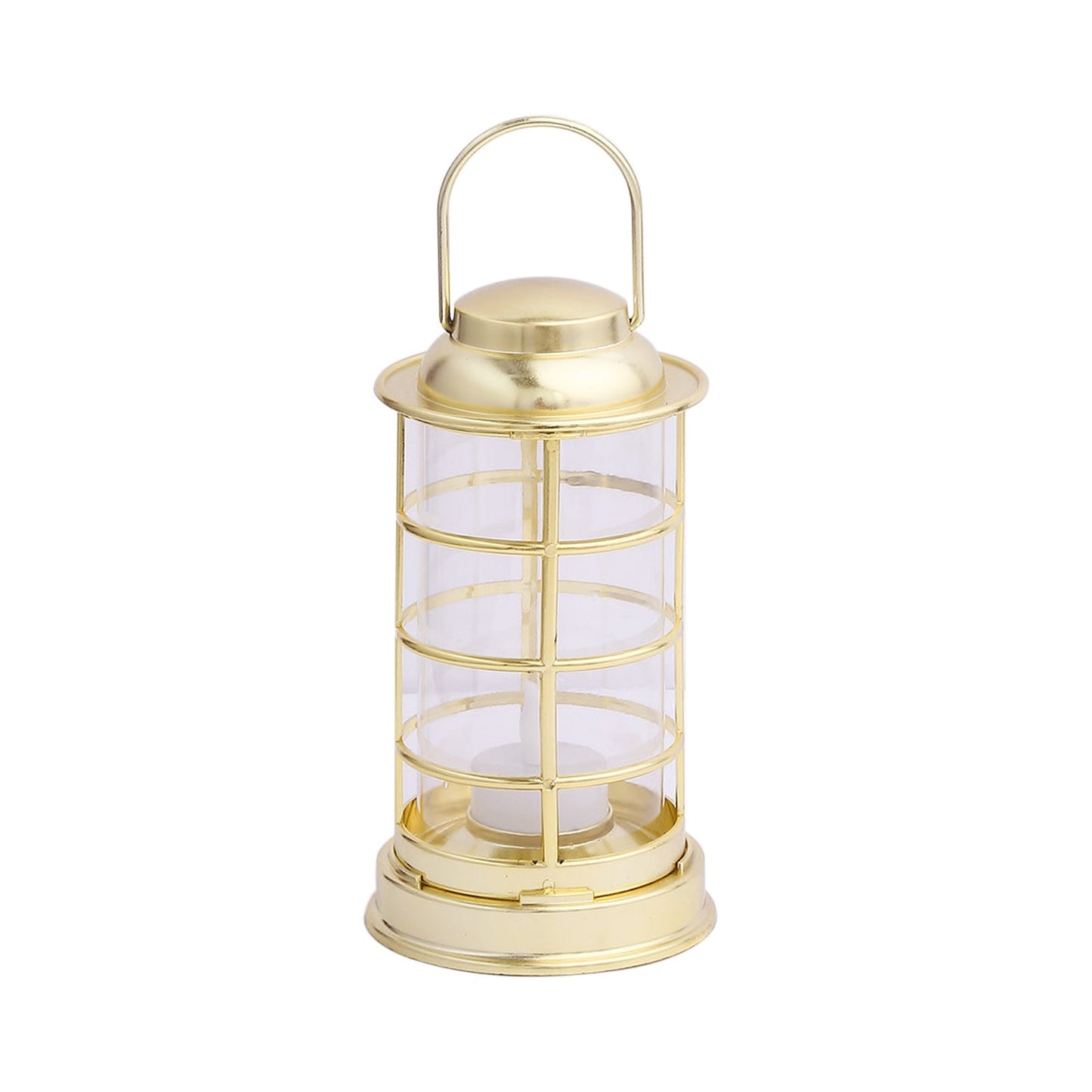 3-Pack LED Tealight Candles Decorative Gold - Battery Operated Mini Lantern Lamps 7"