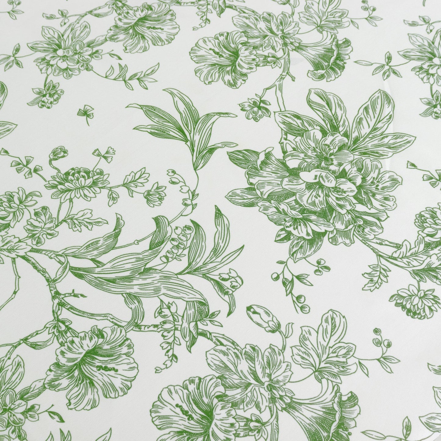 Polyester 70"x70" Square Tablecloth White - Dusty Sage Green French Toile Pattern for Elegant Occasions