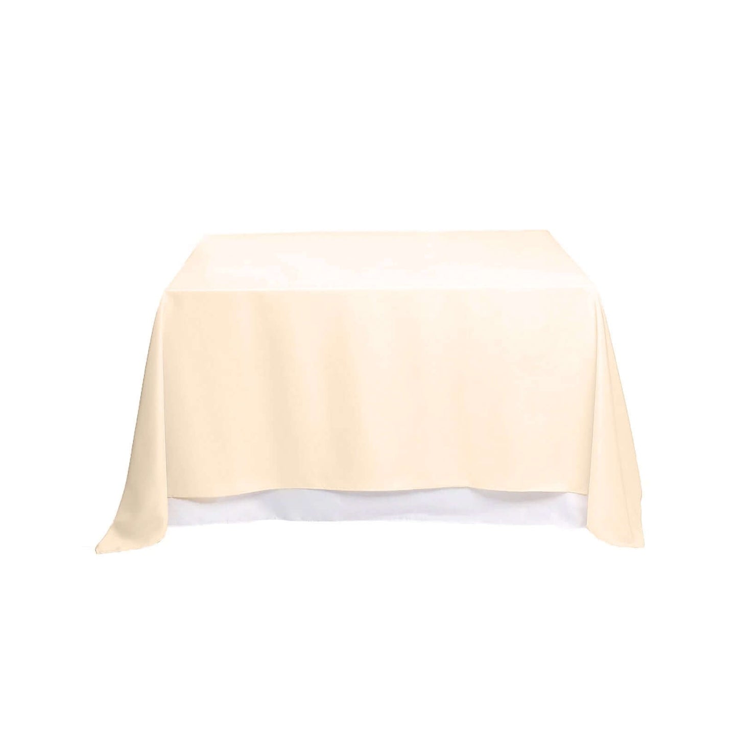 Polyester Square 90"x90" Tablecloth Beige - Wrinkle-Resistant & Durable Table Cover