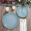 10-Pack Plastic 8" Round Dessert Plates in Dusty Blue with Gold Rim - Glossy Disposable Appetizer Salad Plates
