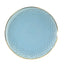 10 Pack Economy Plastic Round Charger Plates 13" in Transparent Dusty Blue Hammered Design with Gold Rim, Decorative Dinner Party Serving Plates