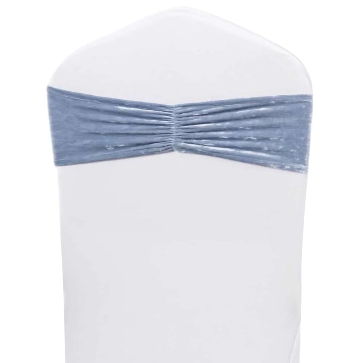 5 Pack Premium Crushed Velvet Chair Sashes Dusty Blue Ruffle Style - Textured Chair Bands for Stunning Event Decor