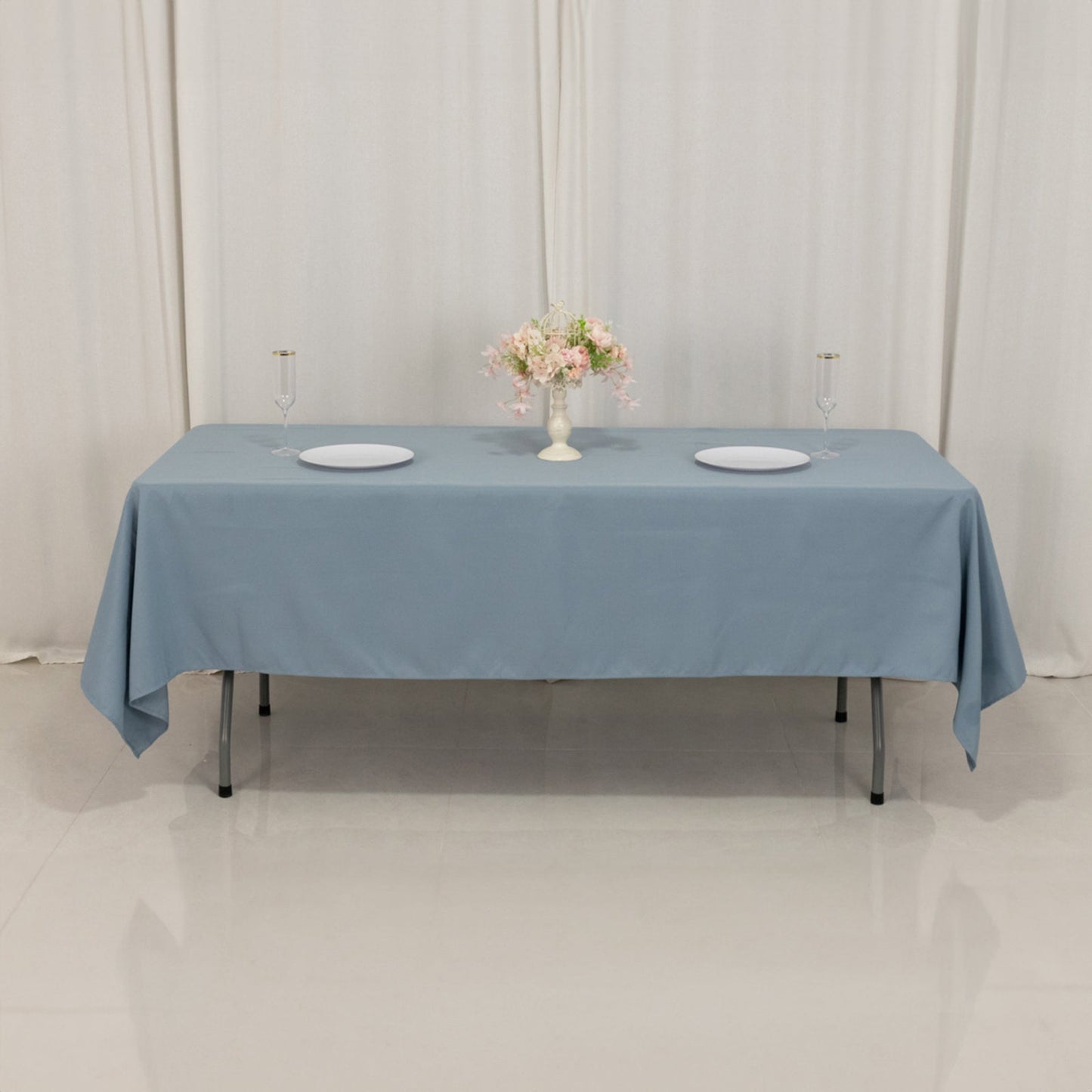 Premium Polyester 60"x102" Rectangle Tablecloth Dusty Blue - Durable 220GSM Wrinkle-Resistant Table Cover