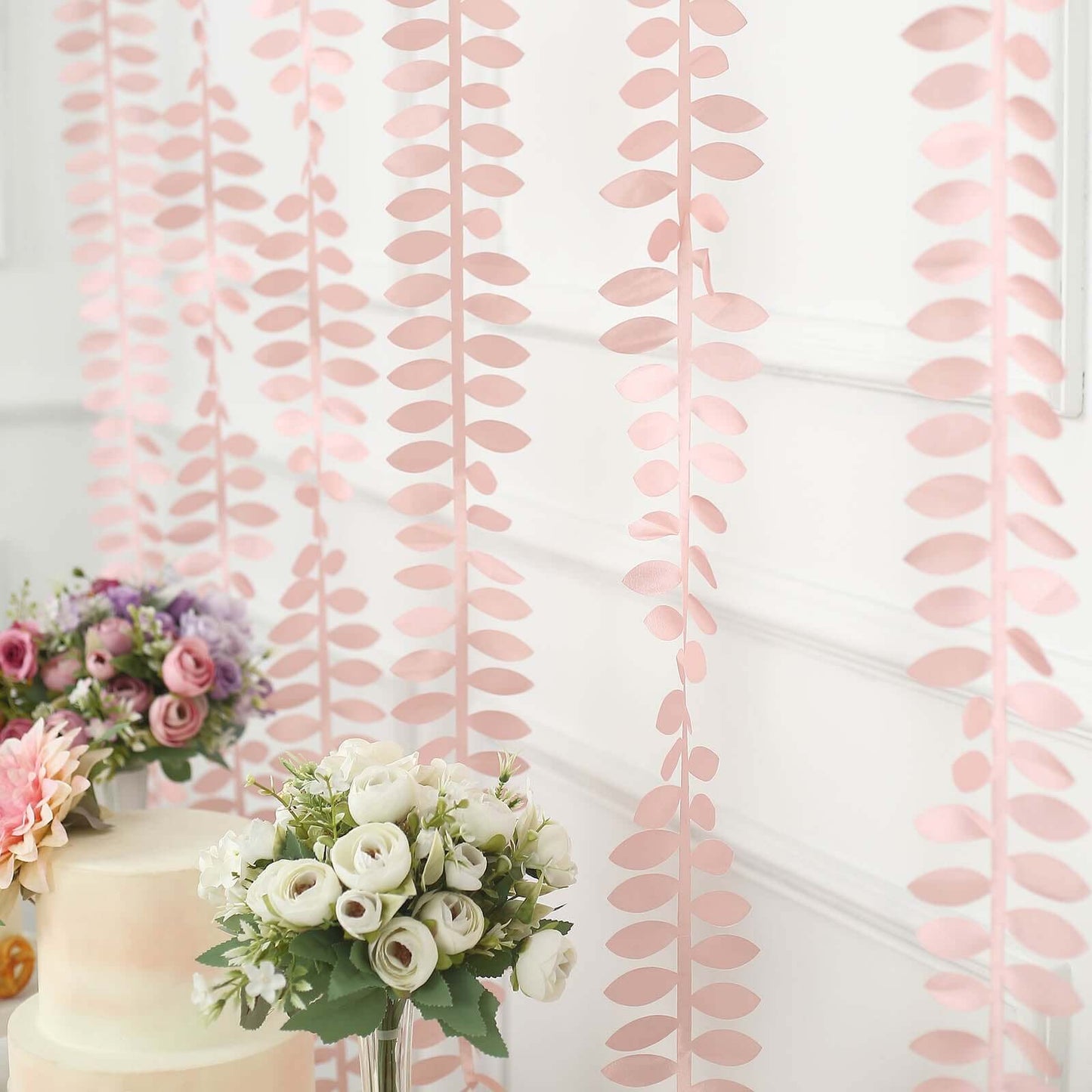 Taffeta Ribbon Sash with 4" Leaf Petal Design Dusty Rose 50ft - Sophisticated Artificial Fabric Garland