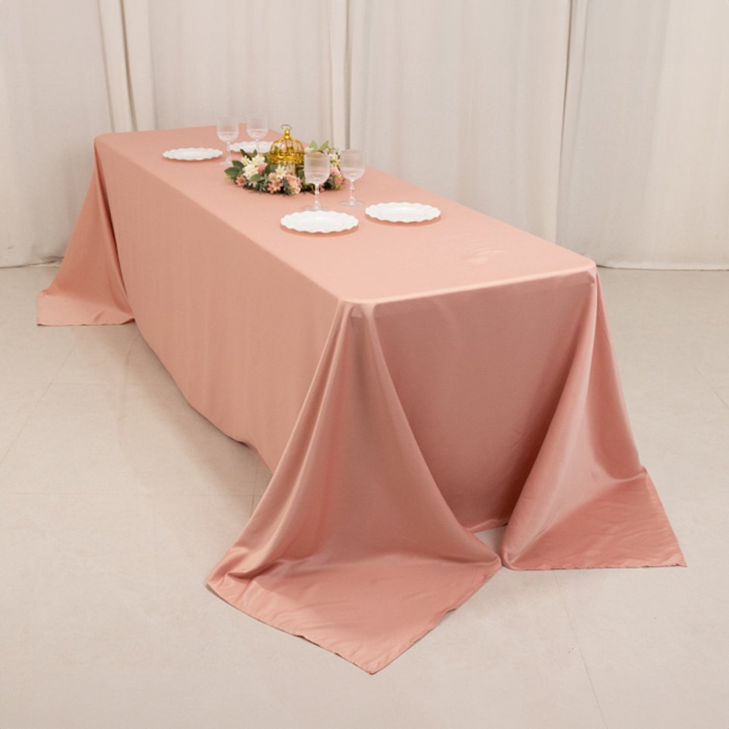 Lamour Satin 90"x156" Rectangle Tablecloth Dusty Rose - Luxurious, Soft Seamless Table Cover