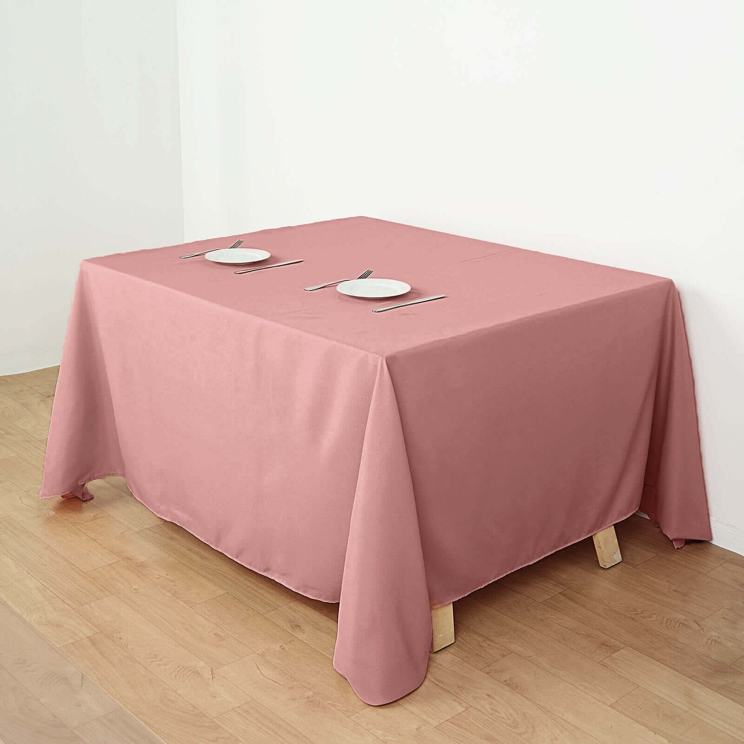 Polyester Square 90"x90" Tablecloth Dusty Rose - Wrinkle-Resistant & Durable Table Cover