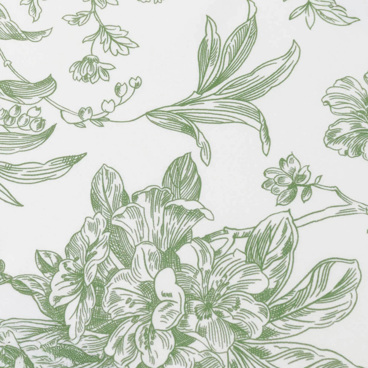 Polyester Table Runner 12"x108" White with Dusty Sage Green French Toile Floral Print Reusable Table DÃ©cor