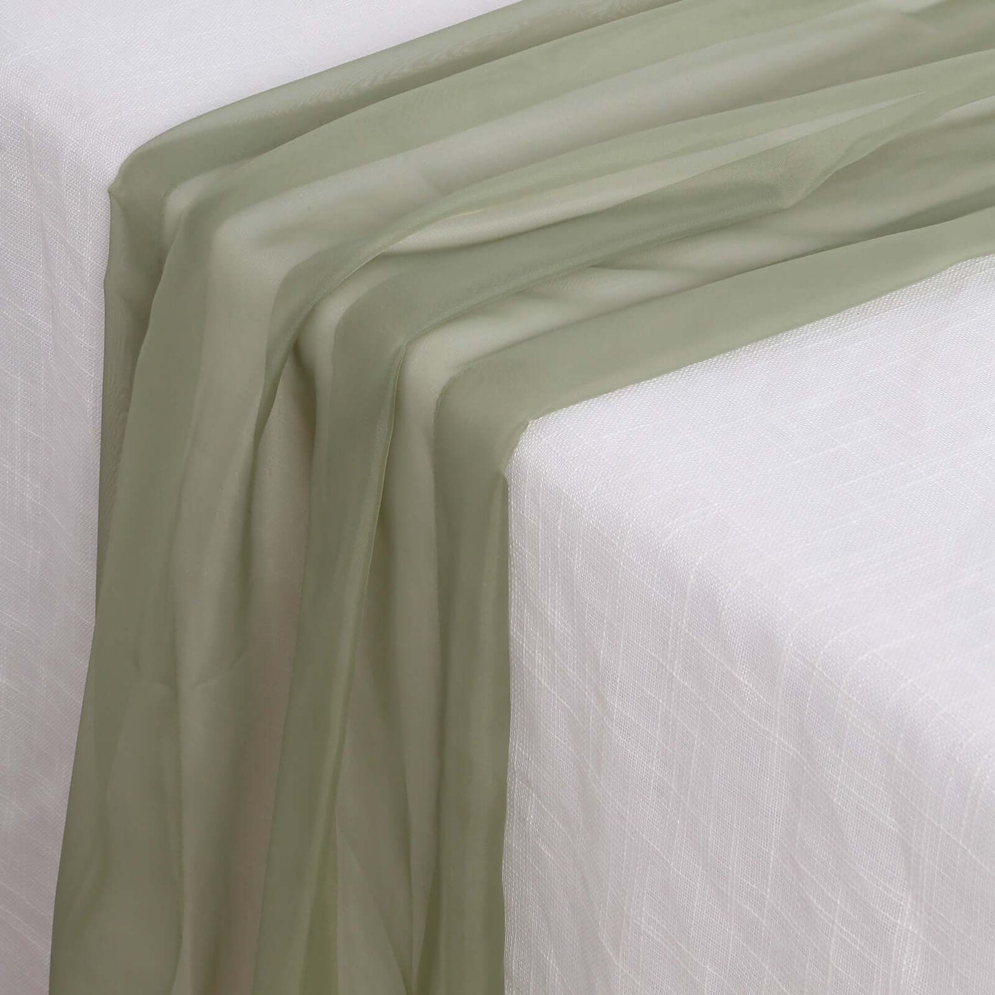 Chiffon 6ft Table Runner Dusty Sage Green - Flowy & Lightweight Table Decor