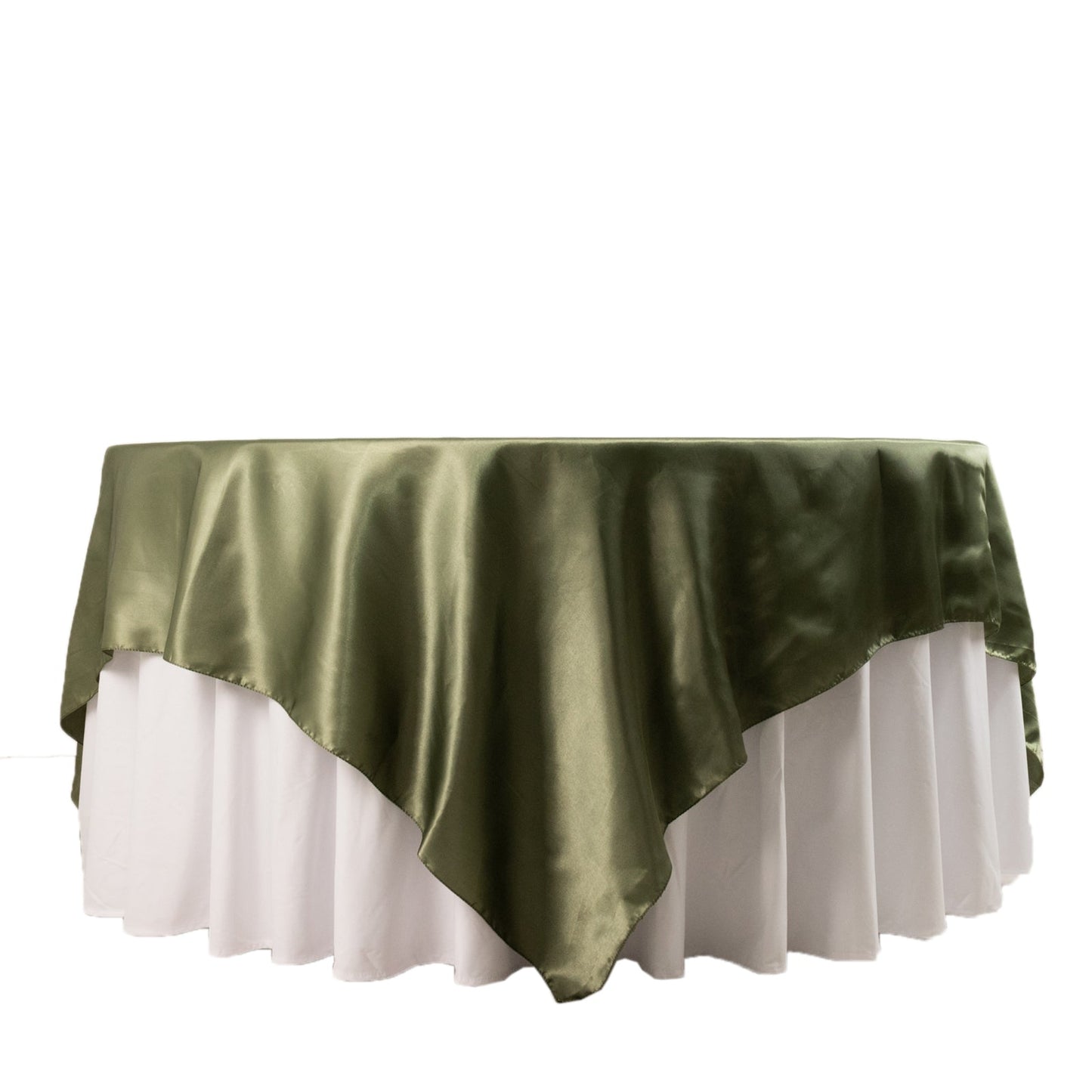 Satin 90"x90" Table Overlay Square Tablecloth Dusty Sage Green - Smooth Finish Table Topper