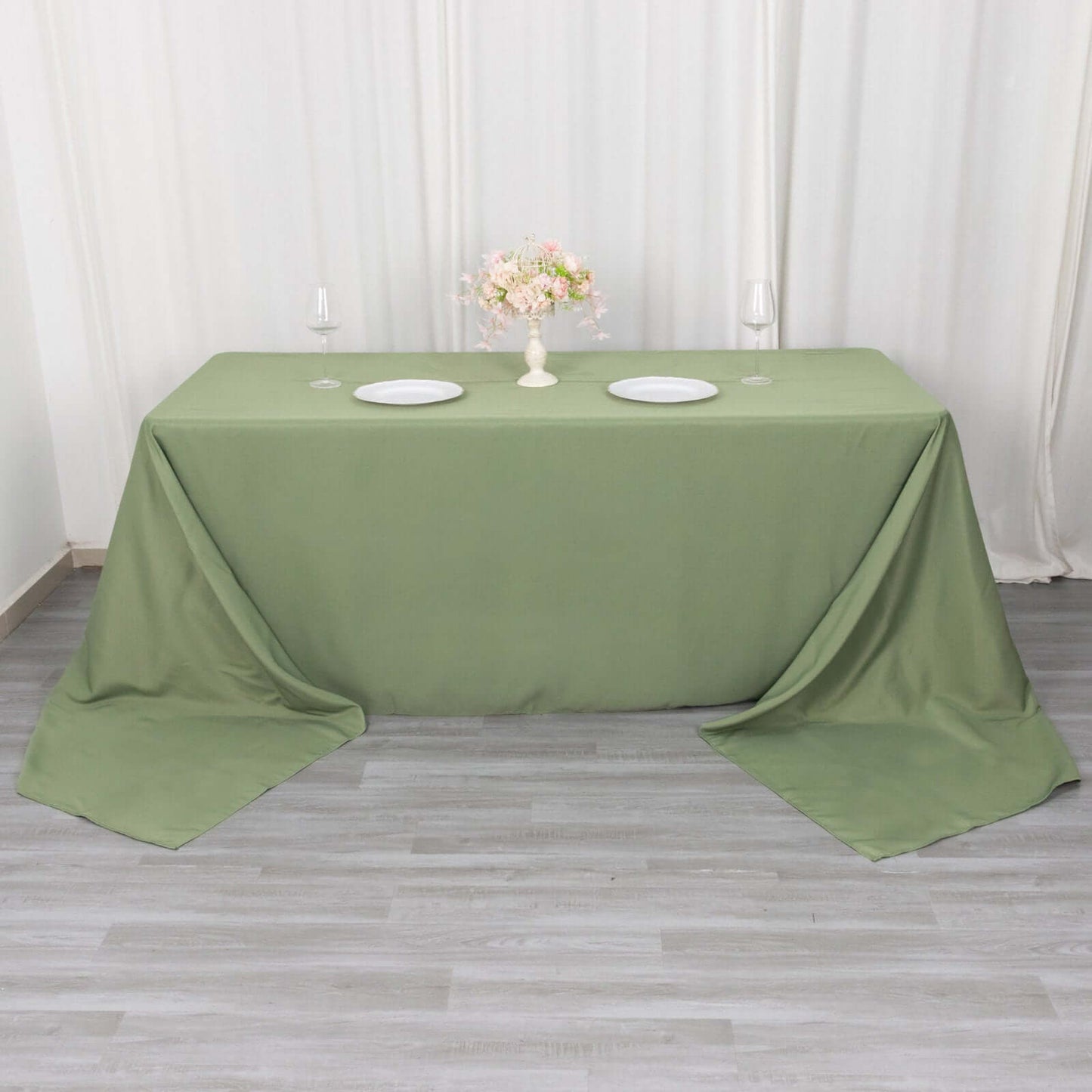 Premium Polyester 90"x156" Rectangle Tablecloth Dusty Sage Green - Seamless 220GSM Stain-Resistant Table Cover