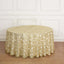 Tulle 120" Round Tablecloth Gold - Seamless Sequin Leaf Embroidered Design for Sophisticated Occasions