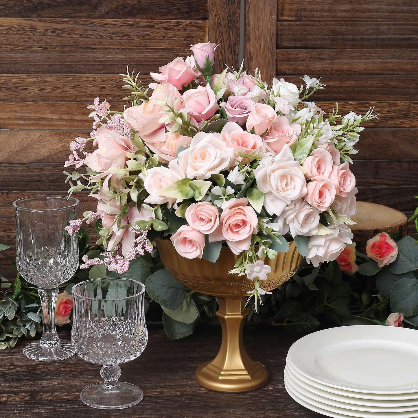 Glass Compote Floral Bowl Pedestal Vase Roman Style Gold - Antique Flower Vase for Sophisticated Event DÃ©cor 7"