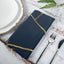 5 Pack Polyester 20"x20" Napkins Navy Blue with Gold Geometric Foil Pattern - Modern Reusable Dinner Napkins