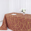 Polyester 90"x132" Rectangle Tablecloth Terracotta (Rust) with Gold Foil Geometric Pattern - Wrinkle-Resistant Seamless Table Cover