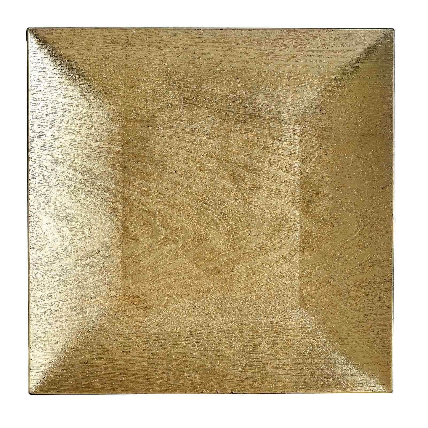 6-Pack Acrylic Square Charger Plates 12" in Gold with Embossed Wood Grain, Boho Chic Dinner Party Decor Charger Tableware