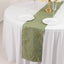 Polyester 9ft Table Runner Dusty Sage Green with Gold Foil Tree Branch Pattern - Stylish Table Linen