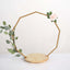 Metal Nonagon Floral Hoop Cake Stand Gold - Chic Geometric Dessert Display DIY Centerpiece Table Decoration With Wooden Base 22"
