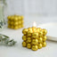 2-Pack Decorative Paraffin Wax Candles Bubble Cube Design Metallic Gold - Unscented Long Burning Pillar Candle Set 2"